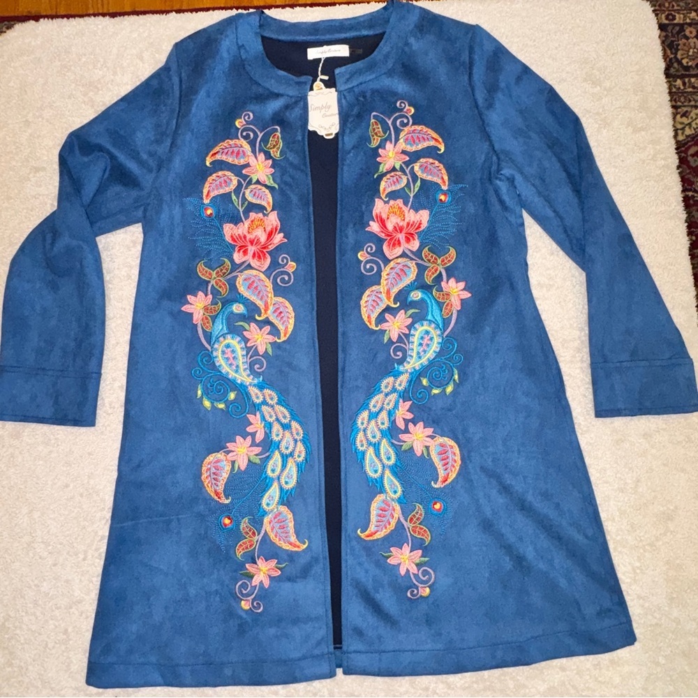 Simply Couture Blue Embroidered Jacket NWT